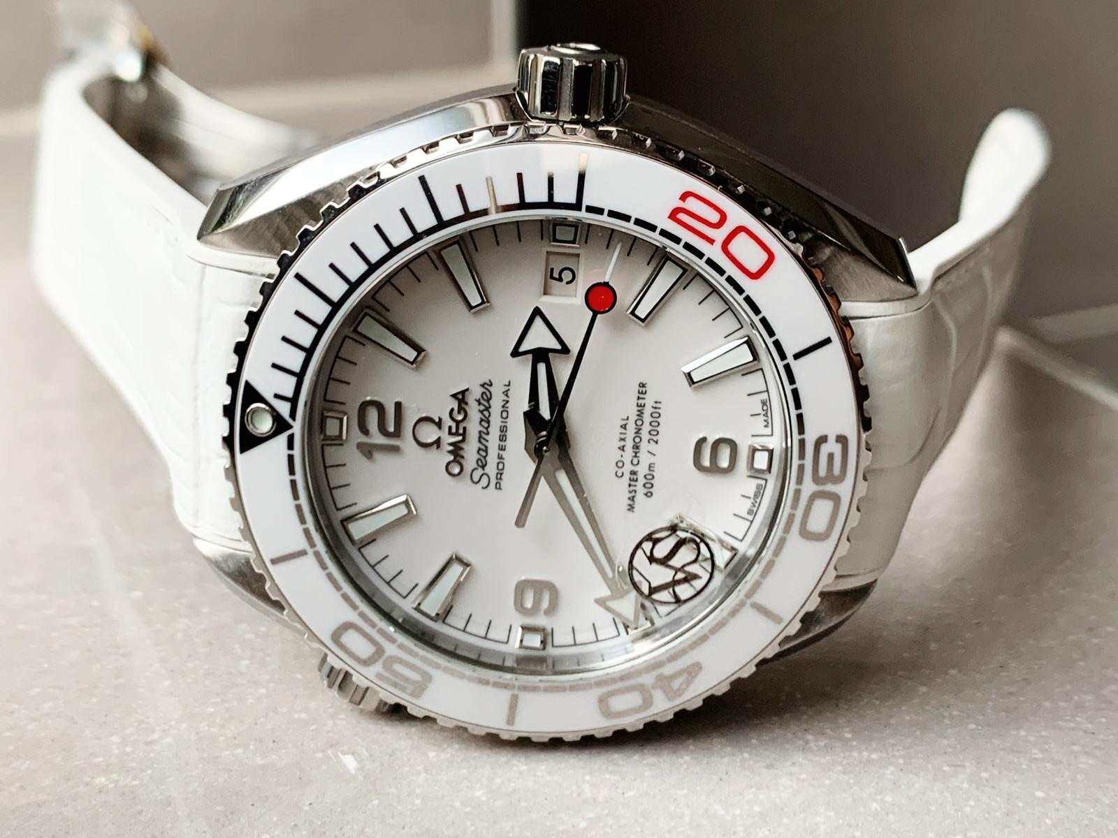 Planet Ocean SEAMASTER 39.5mm Olympic Games SS VSF 1 1 Best Edition White Dial on White Rubber Strap A8800