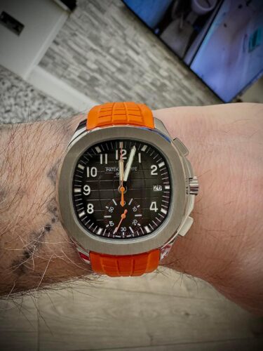 Aquanaut 5168G 42mm SS ZF 1:1 Best Edition Black Dial on Orange Rubber Strap photo review