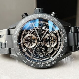 Calibre Heuer 01 Chrono 43mm Ceramic XF 1 1 Best Edition Skeleton Dial on Black Ceramic Strap A1887