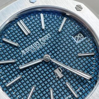 Royal Oak 39mm 15202 SS XF 1 1 Best Edition Blue Textured Dial on SS Bracelet A2121 V2