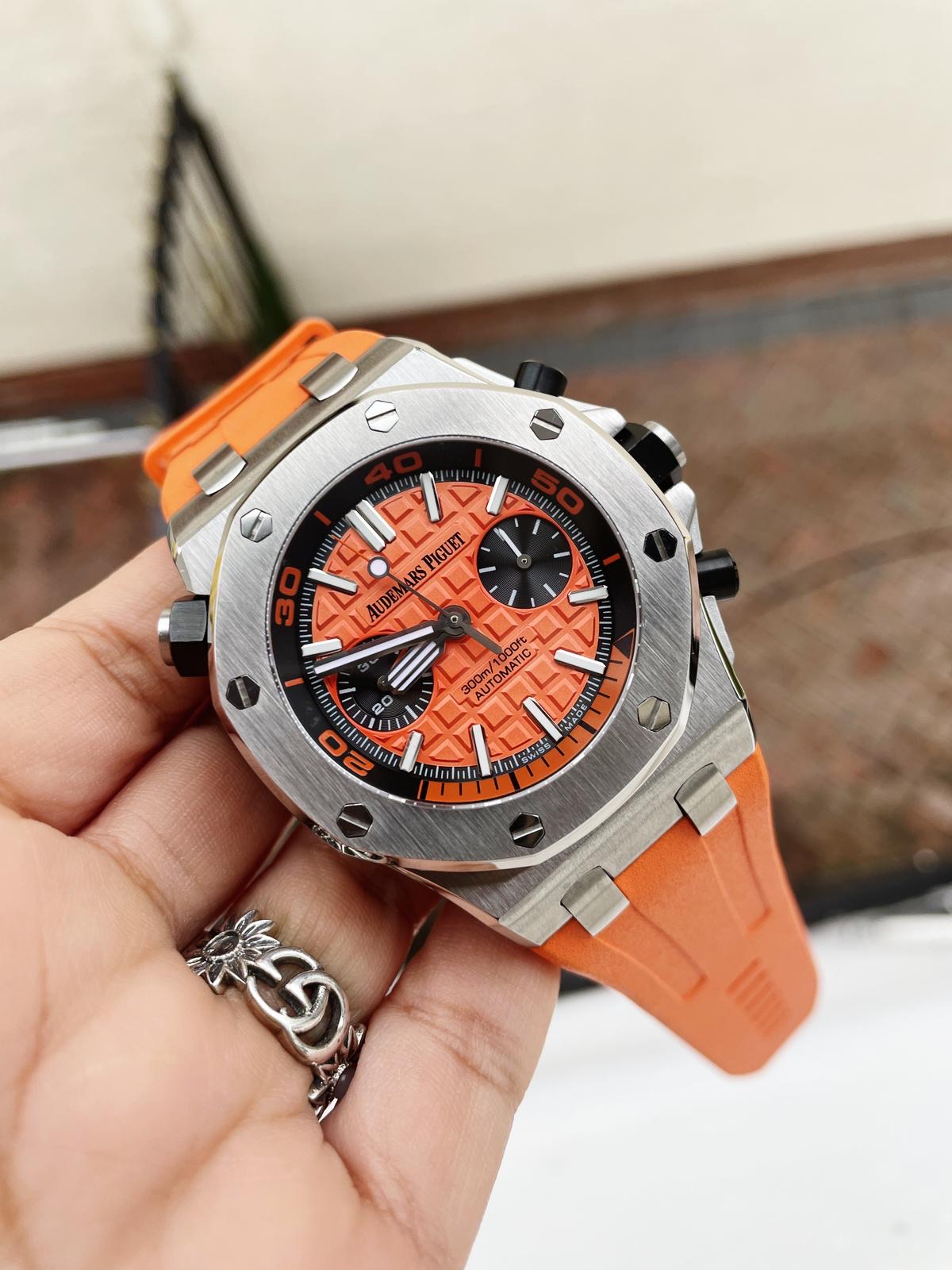 Royal Oak Offshore Diver Chronograph Orange JF 1 1 Best Edition on Orange Rubber Strap A3126 V2