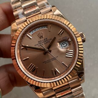 Day Date 40mm 228235 904L RG Fluted Bezel Rose Gold Dial on RG