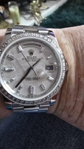 Day-Date 40mm 228349 SS Diam Bezel Meteorite Dial Diam on SS President Bracelet GSF A2836 Mod photo review