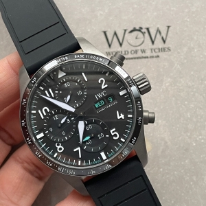 Pilot Chrono AMG IW388305 Sandblasting SS V9F Best Edition Black Dial On Black Quick Change Rubber Strap A7750 to 69385