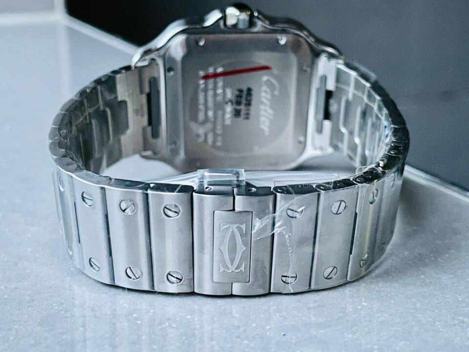 Santos de Cartier 40mm SS GF 1:1 Best Edition Gray Dial Black Bezel on SS Bracelet MIYOTA 9015 - Image 12