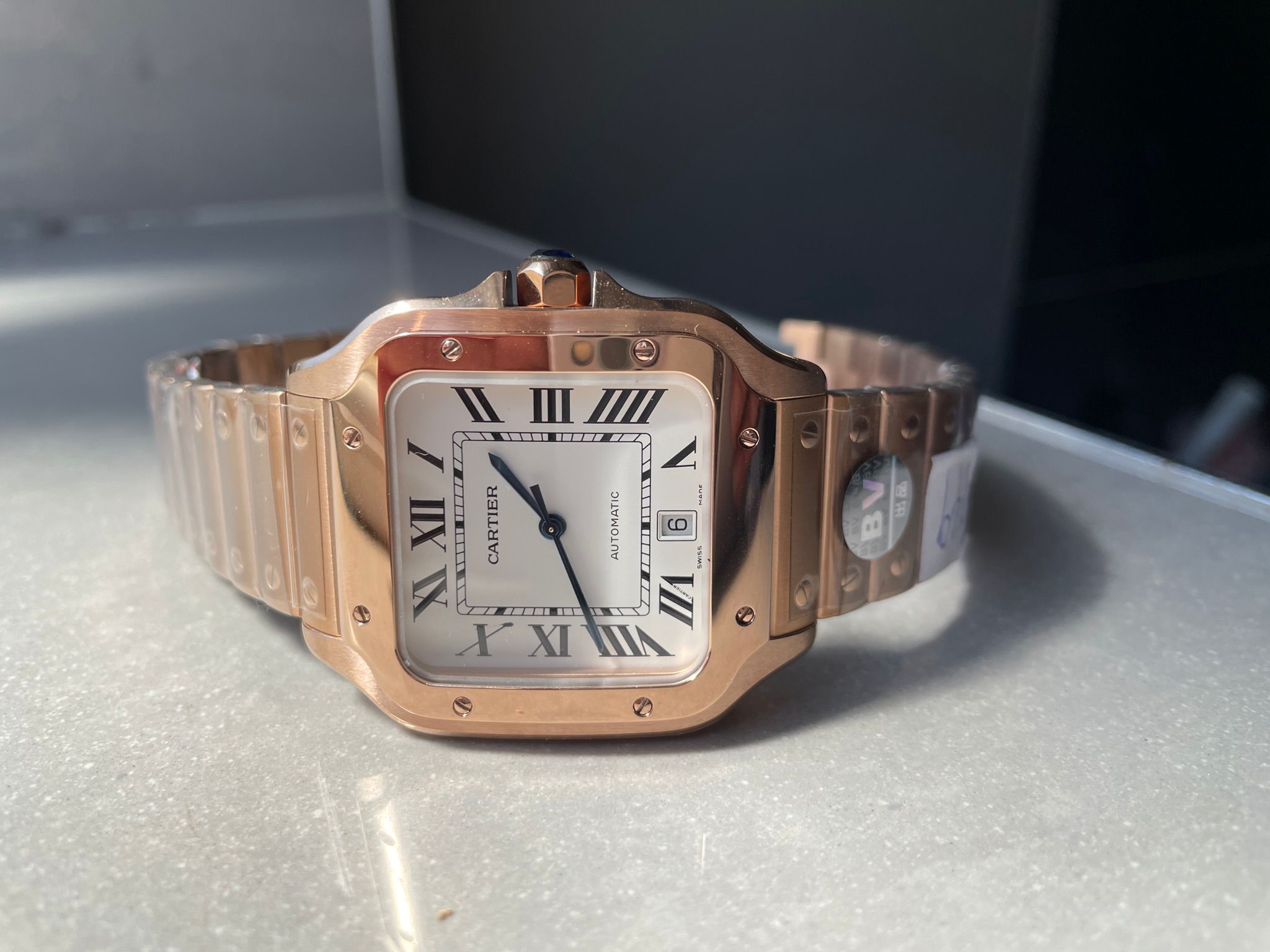 Santos 40mm RG BVF 1:1 Best Edition White Dial on RG Bracelet MIYOTA 9015 - Image 2