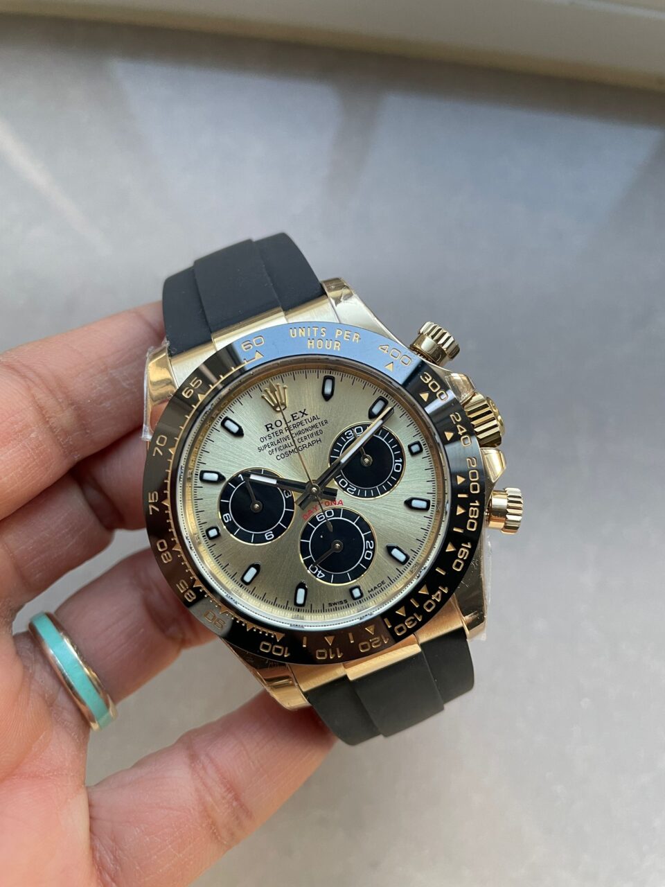 Daytona 116518 BTF 1:1 Best Edition YG/Black Dial on Oysterflex Rubber Strap SA4130 V2 - Image 4