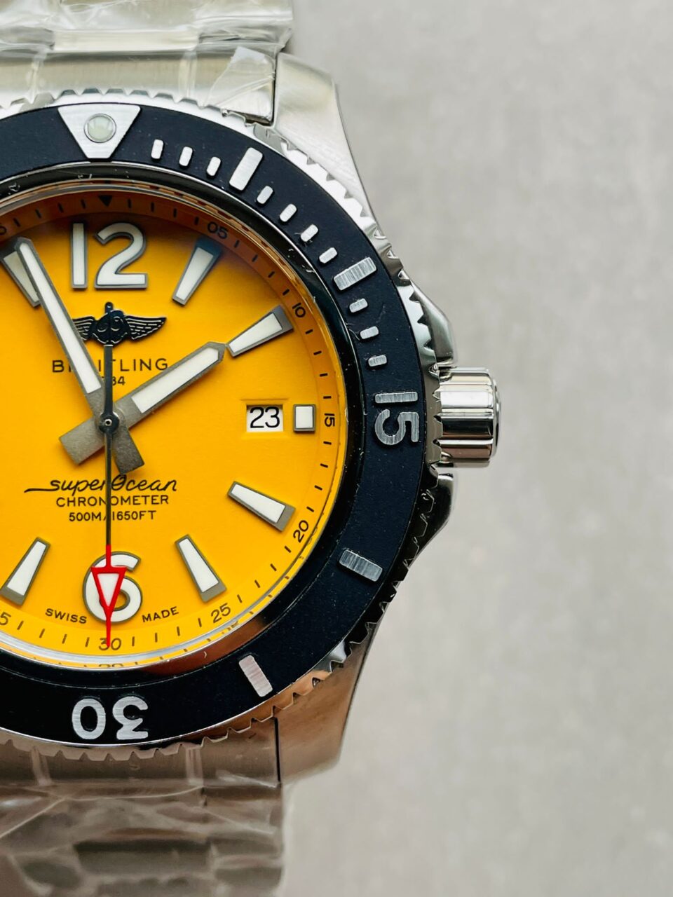 Superocean Automatic 44 TF 1:1 Best Edition Yellow Dial Black Bezel on SS Strap A2824 - Image 3