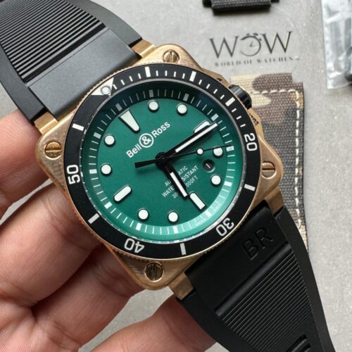 BR 03-92 Diver Ceramic Bezel Bronze B12 1:1 Best Edition Green Dial on Black Rubber Strap MIYOTA 9015