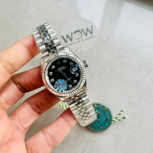 Datejust 28mm 904L SS Black Dial Diamond markers on SS Jubliee Bracelet