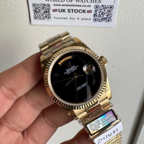 Day date 18238 QF YG 36mm 3255 Fluted bezel Onyx dial