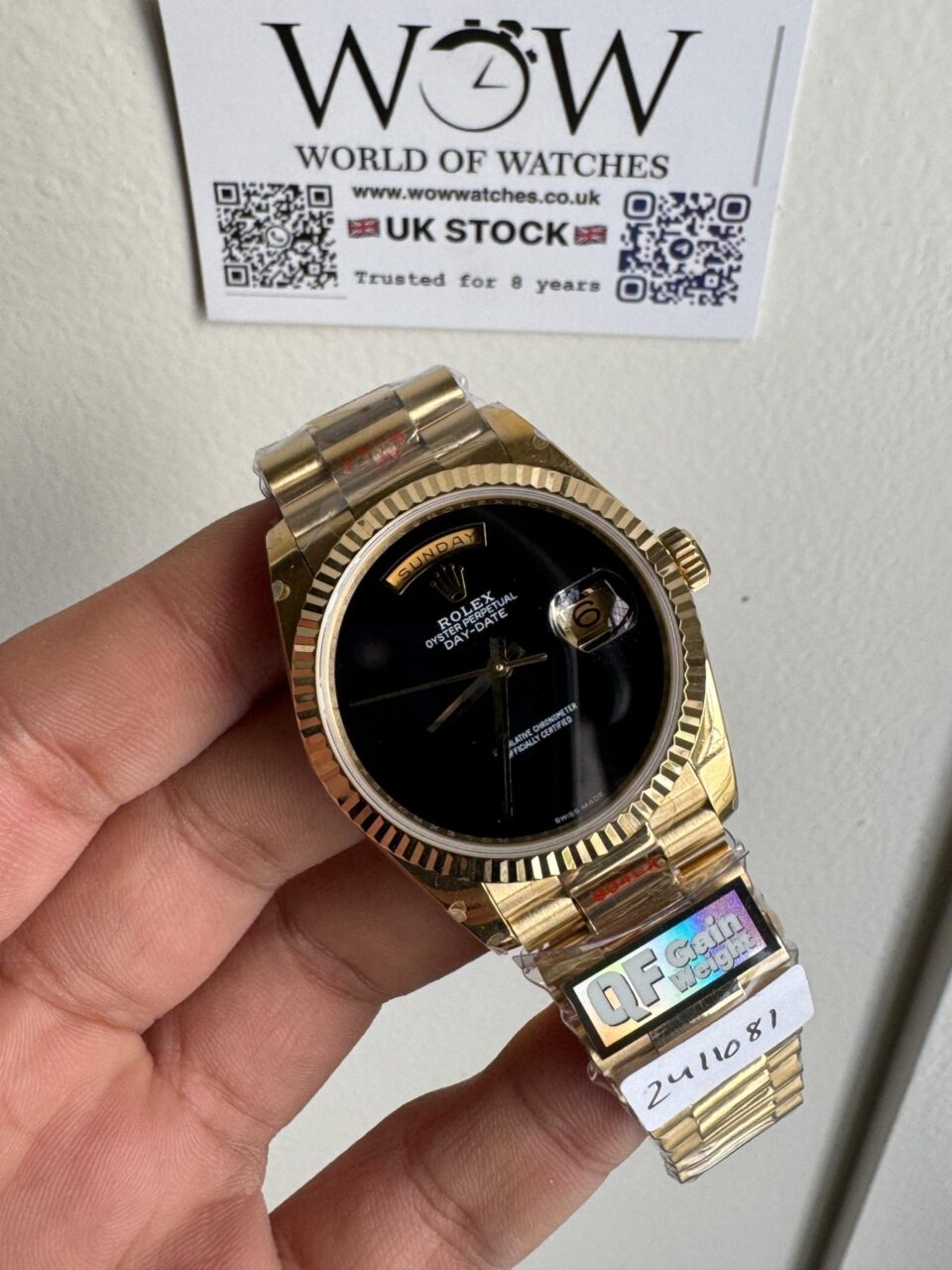 Day date 18238 QF YG 36mm 3255 Fluted bezel Onyx dial