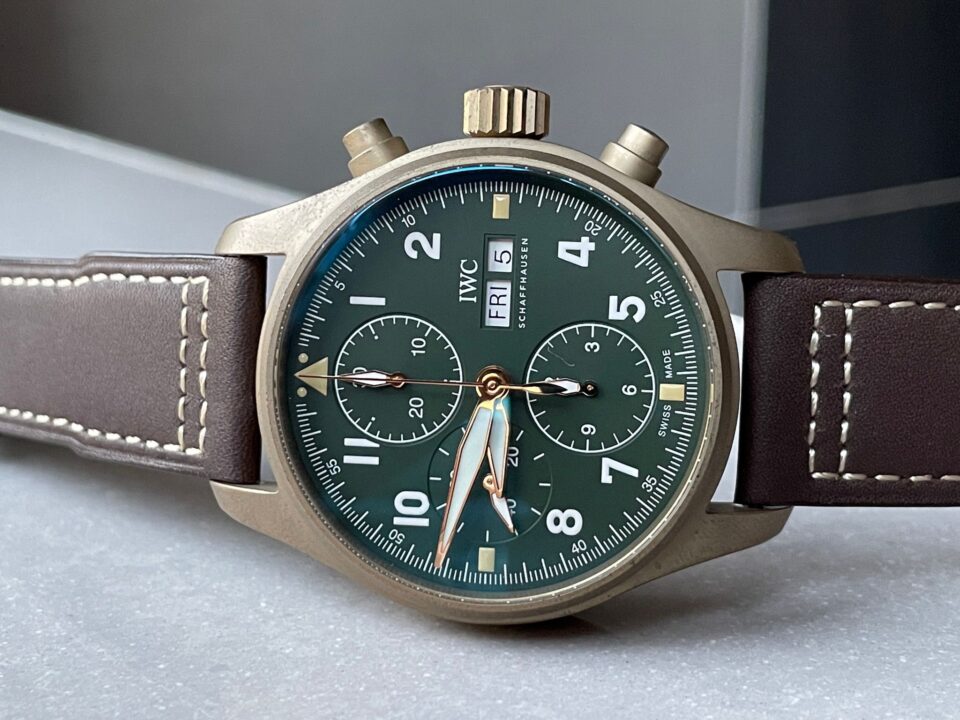Pilot Chrono Spitfire IW387902 Bronze ZF 1:1 Best Edition Green Dial on Brown Leather Strap A7750 - Image 8