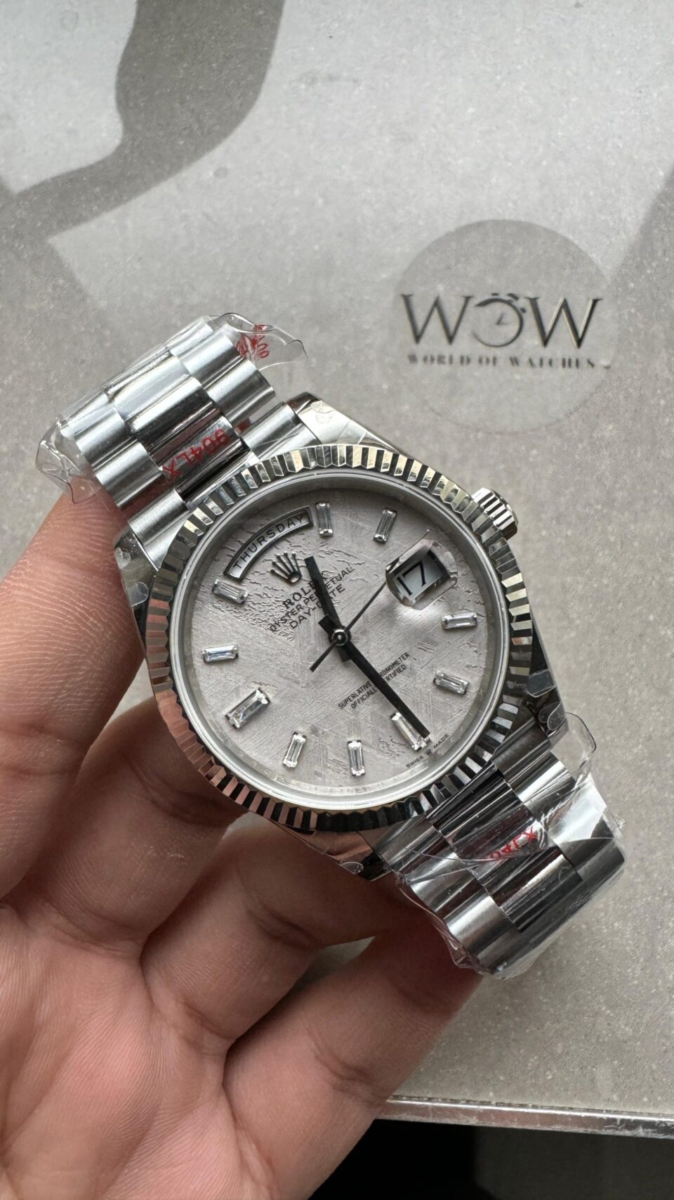 Day-Date 40mm 904L SS Meteorite Dial Diam on President Bracelet QF VR3255