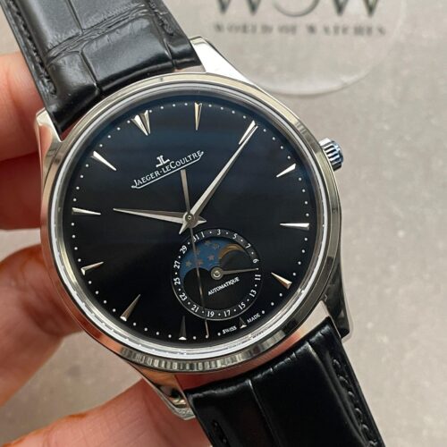 Master Ultra Thin Moon SS Black Dial on Black Leather Strap GF V4 MY9015