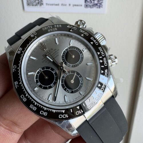 Daytona 116519 904L SS Grey Dial on Rubber Strap QF Asia 4130