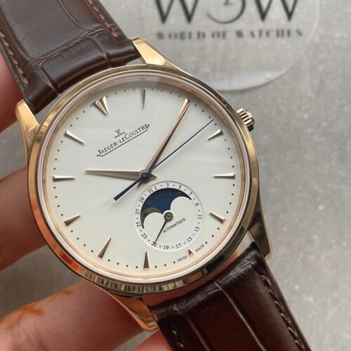 Master Ultra Thin Moon YG SS White Dial on Brown Leather Strap GF V4 MY9015