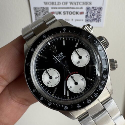 Daytona 6263 SS JKF Best Edition Black Dial White Subdials Black Tachymeter Bezel on SS Bracelet Venus 75