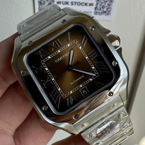 Santos de Cartier 40mm SS BVF 1:1 Best Edition Brown Dial on SS SmartLinks Bracelet MIYOTA 9015