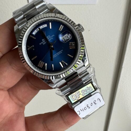 Day Date 228238 40mm 904L SS Bezel QF Gain Weight Blue Dial on SS President Bracelet A2836