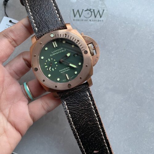 PAM382 N Bronzo VSF 1:1 Best Edition on Green dial on Brown Distressed Calfskin Strap P.9000
