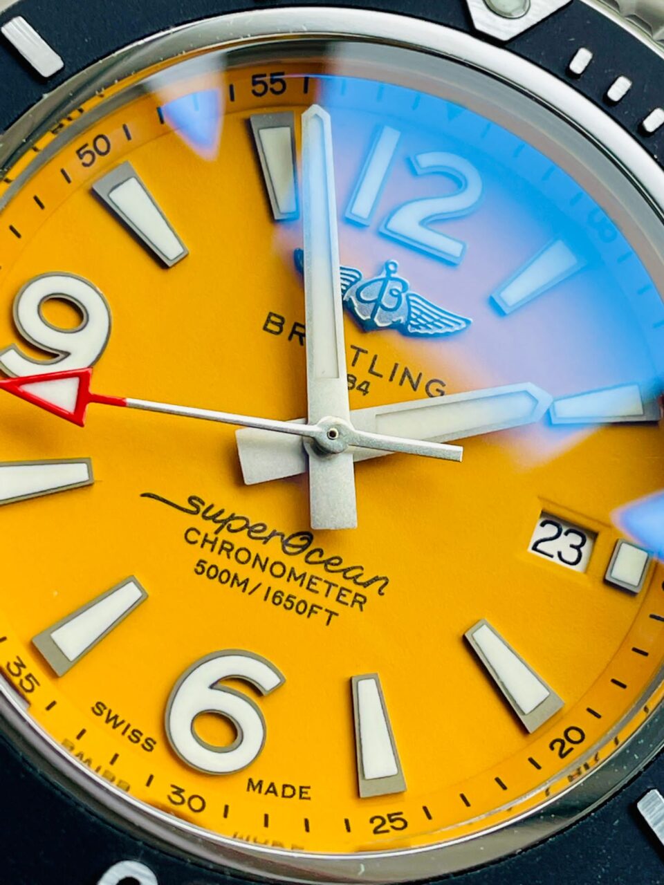 Superocean Automatic 44 TF 1:1 Best Edition Yellow Dial Black Bezel on SS Strap A2824 - Image 7