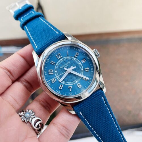Calatrava 6007A-001 SS ZF 1:1 Best Edition Blue Dial on Blue Leather Strap A324CS