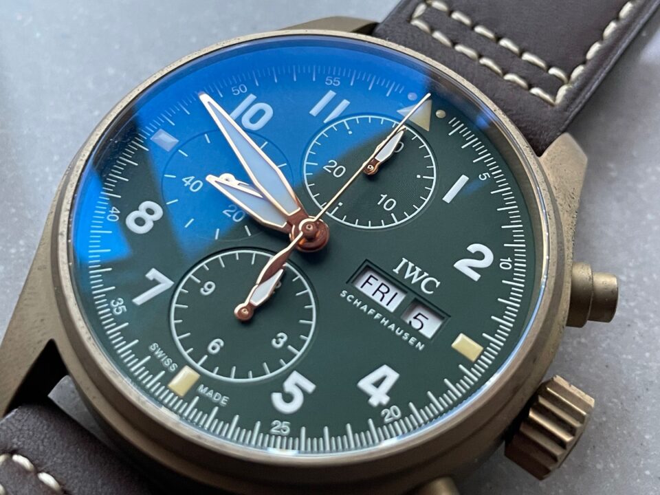 Pilot Chrono Spitfire IW387902 Bronze ZF 1:1 Best Edition Green Dial on Brown Leather Strap A7750 - Image 5