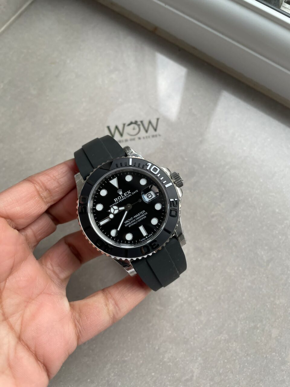 Yacht-Master 42mm 226659 VSF 1:1 Best Edition 3D Black Dial SS case Black Ceramic Bezel on Black Rubber Strap VS3235