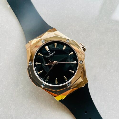 Big BangClassic Fusion Orlinski RG APSF 1:1 Best Edtion Facetd Black Dial on Black Rubber Strap A2892 to HUB1100