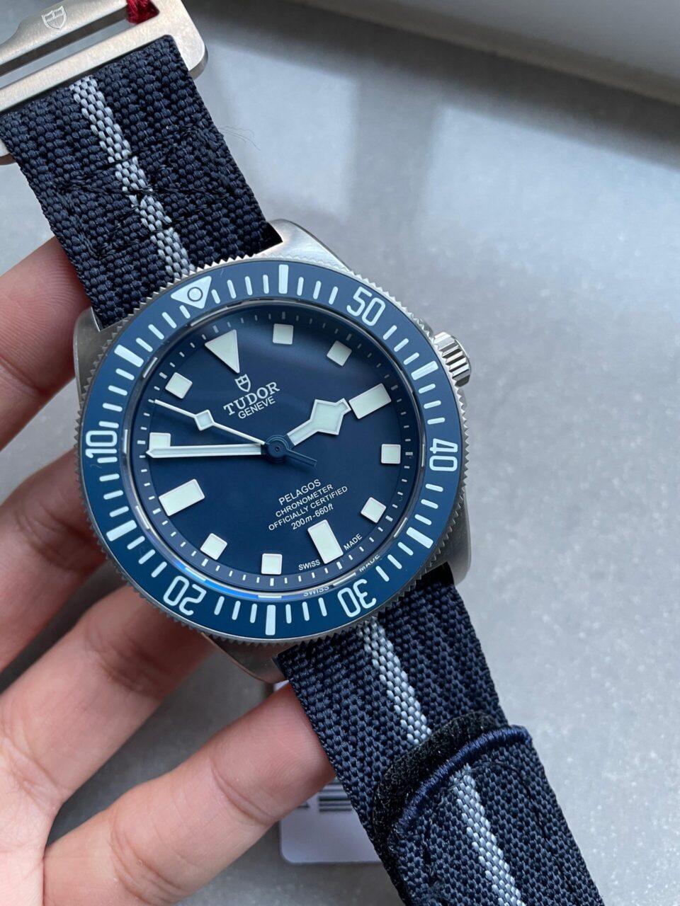 Pelagos M25707B/23-0001 Ti M+F FXD 1:1 V4 Best Edition Blue dial Blue Ceramic Bezel on Nylon Strap Miyato 8N-24 - Image 6