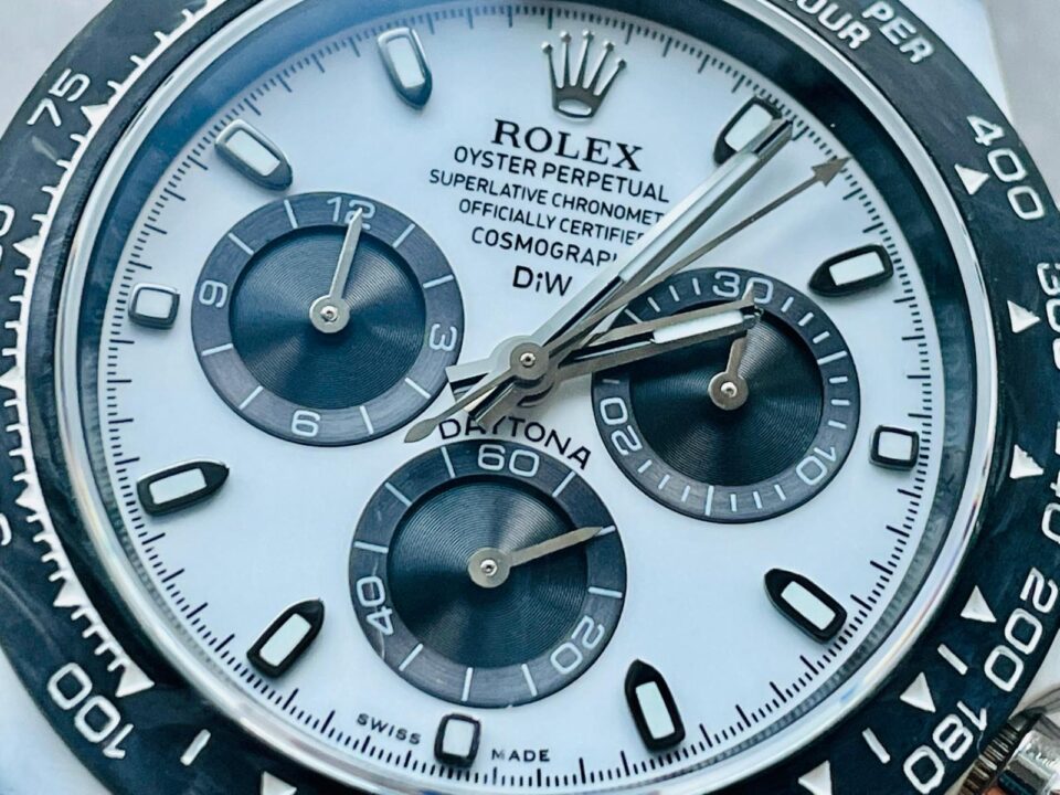 Daytona DIW PANDA White Carbon Case and Bezel Noob Best Edition White/Black Dial on Black Nylon Strap SA4130 V2 - Image 6