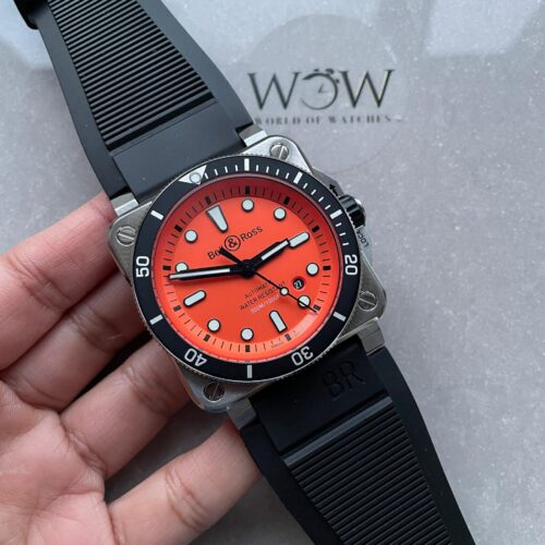 BR03-92 Diver 42mm BRF Orange Dial on Orange Rubber Strap A2824