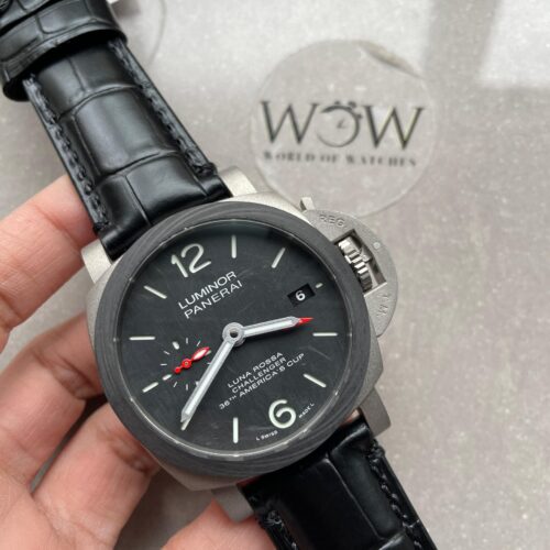 Luminor GMT "Luna Rossa" PAM01096 TI Black Dial Stick on Leather Strap VSF P9010 pam1096