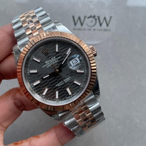Datejust 41mm 126331 904L RG/SS Fltued Bezel Pattern Motif Grey Dial Stick on RG/SS Jubilee Bracelet VSF VS3235