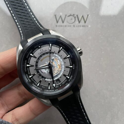 Seamaster Aqua Terra GMT Titanium Worldtimer 43mm Ti Black Dial on Rubber Strap VSF A8938