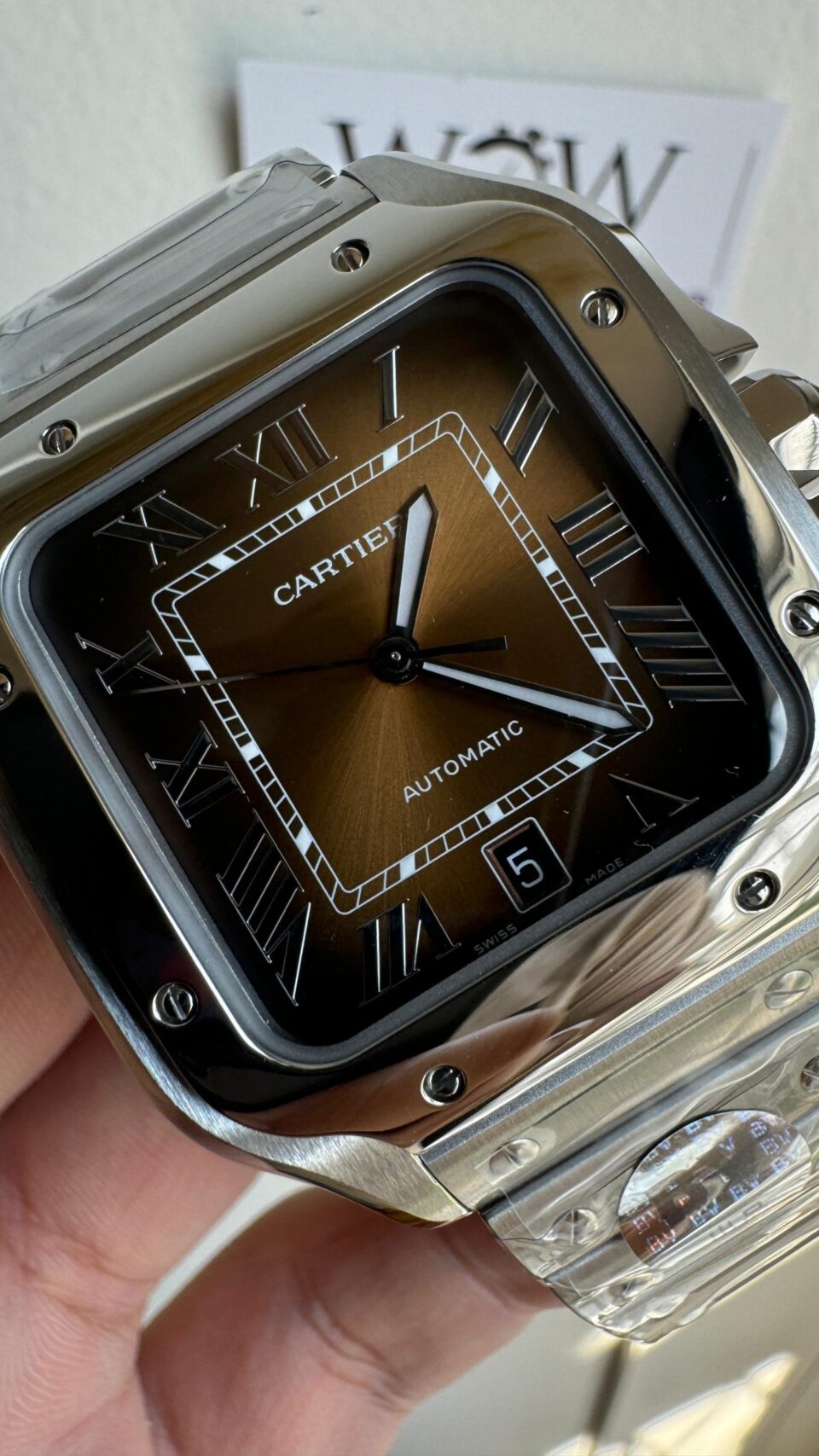Santos de Cartier 40mm SS BVF 1:1 Best Edition Brown Dial on SS SmartLinks Bracelet MIYOTA 9015 - Image 2