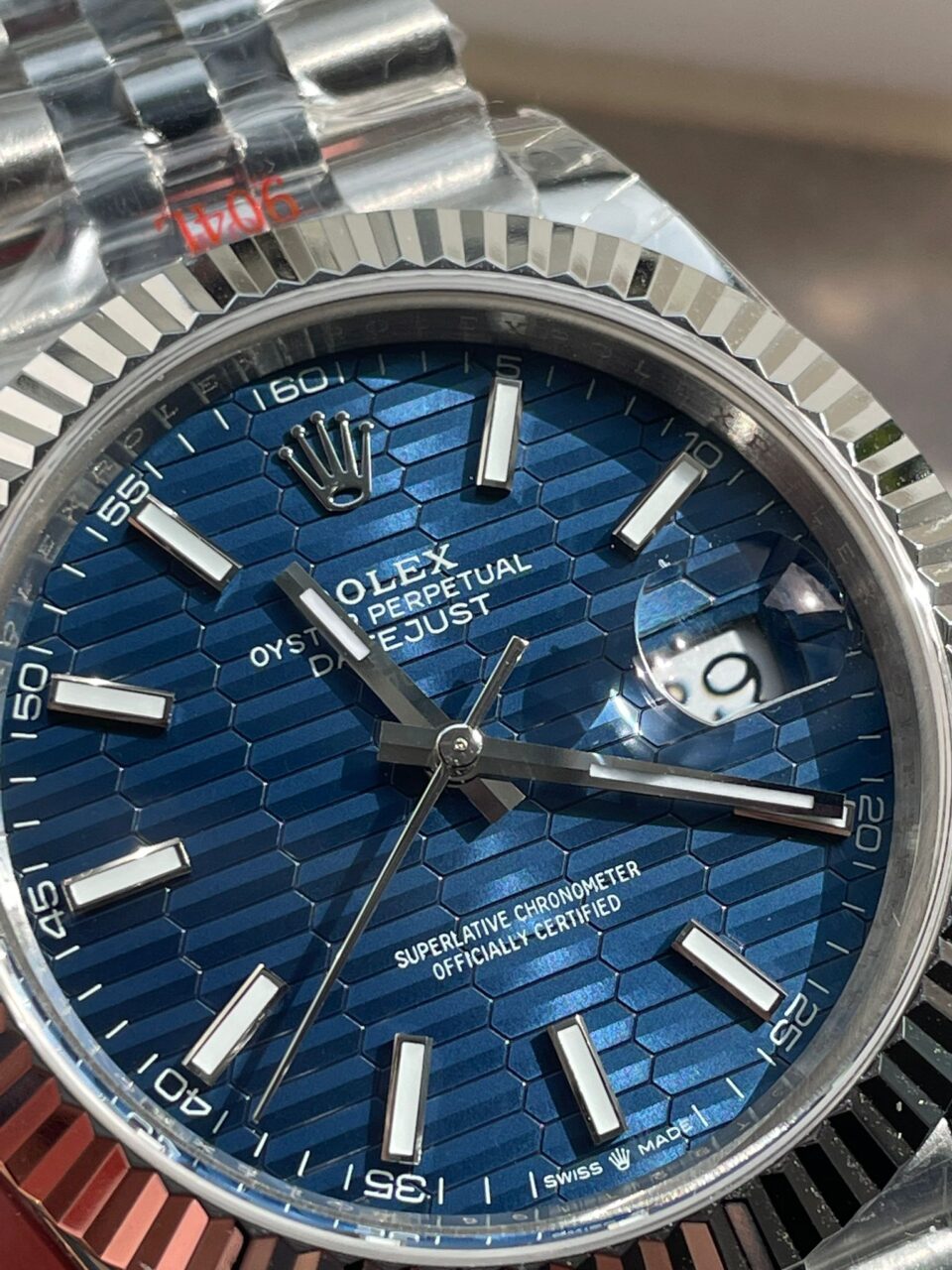 DateJust 41  SS VSF 1:1 Best Edition 904L Steel Blue Textured Dial on SS Jubilee bracelet - Image 8