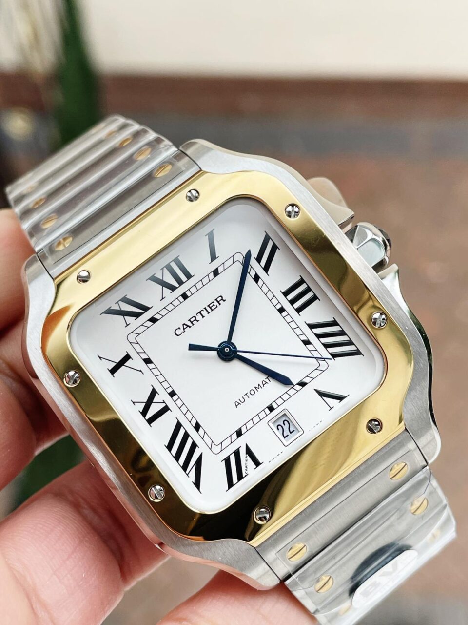 Santos 40mm SS/YG BVF 1:1 Best Edition White Dial on SS/YG SmartLinks Bracelet MIYOTA 9015 - Image 2