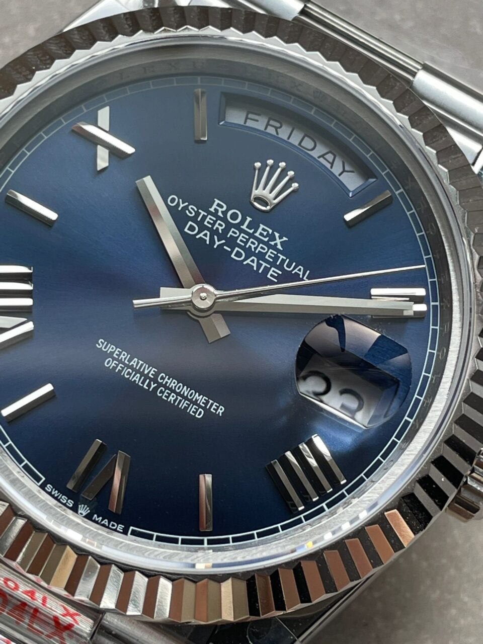 DayDate 40mm 228239 GMF 1:1 Gain Weight SS/tungsten Blue Dial Roman Markers on President Bracelet A3255 - Image 6