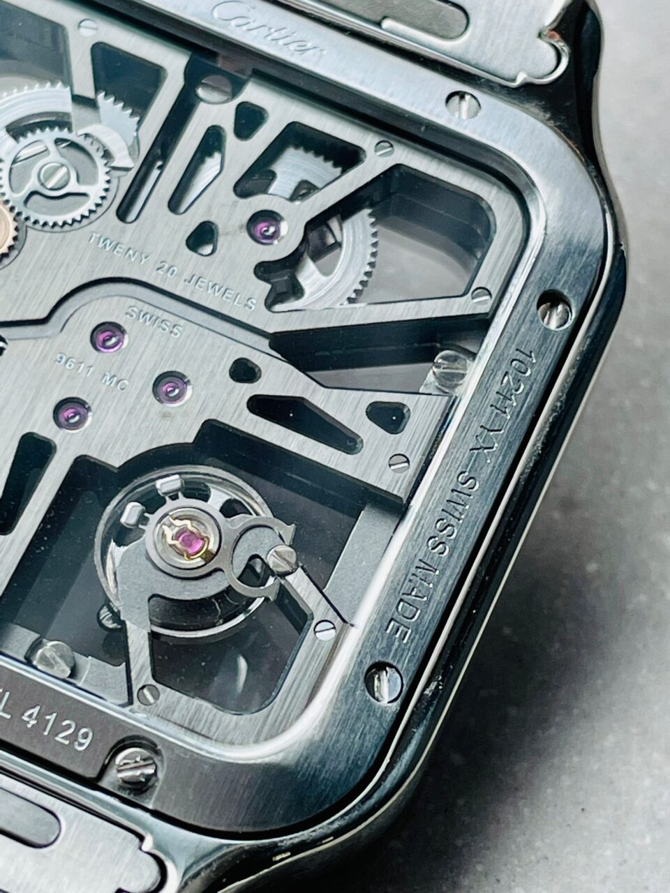 Santos skeleton SS TWF 40mm Best Edition Skeleton Dial on SS Bracelet Ronda Quartz - Image 14