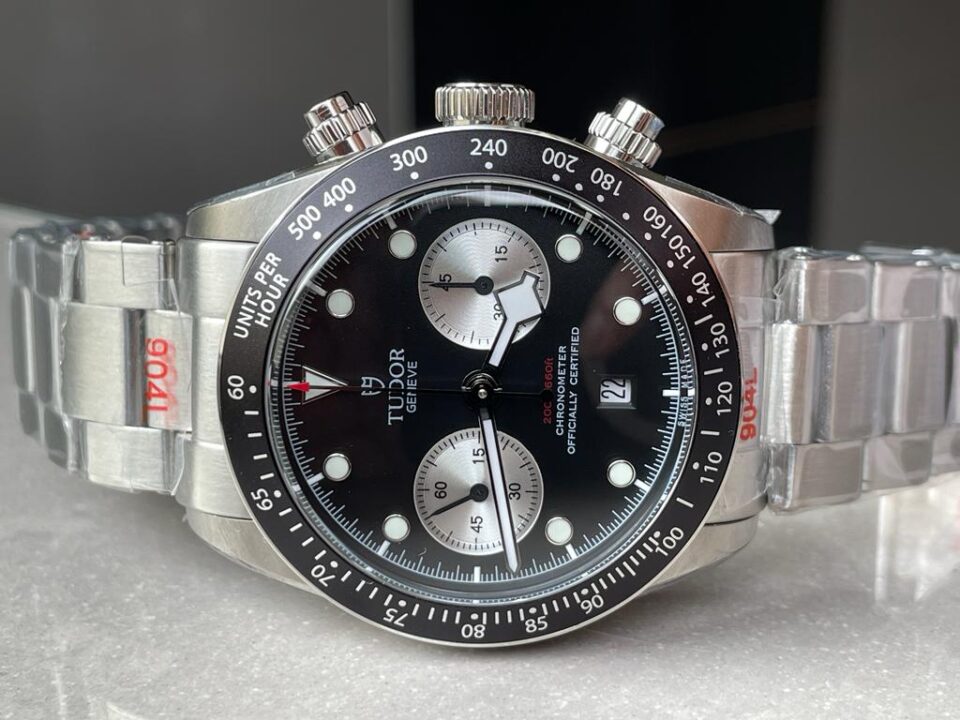 Black Bay Chrono SS TWS 1:1 Reverse Panda Best Edition Black Dial on SS Bracelet A7750 - Image 6
