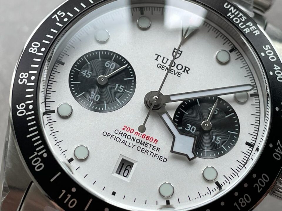 Black Bay Chrono SS TWS 1:1 Panda Best Edition White Dial on SS Bracelet A7750 - Image 4