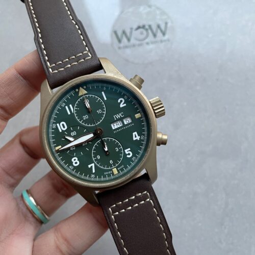 Pilot Chrono Spitfire IW387902 Bronze ZF 1:1 Best Edition Green Dial on Brown Leather Strap A7750