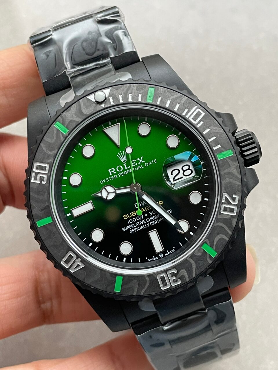 Submariner DIW "Parakeet" DLC VSF 1:1 Best Edition Black/Green Dial on DLC Bracelet VS3135 - Image 2