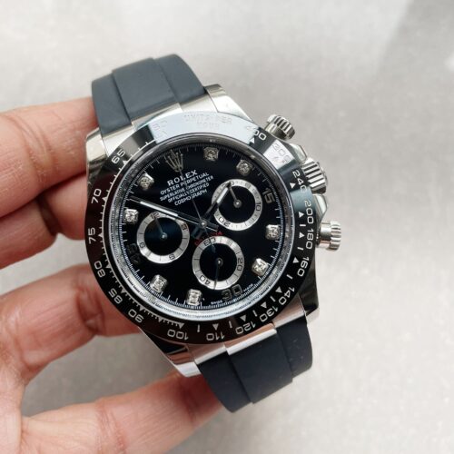 Daytona SS116500LN BTF Best Black Dial Diamond Markers On Rubber Strap A4130