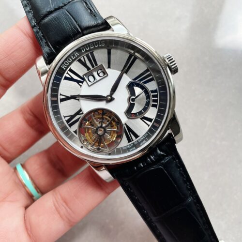 RB HOMMAGE TOURBILLON RDDBHO0558 WHITE DIAL ON BLACK LEATHER STRAP.