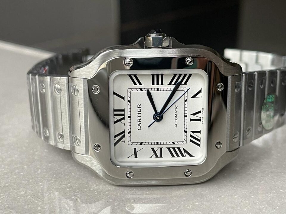Santos de Cartir 35mm 2018 BVF 1:1 Best Edition White Dial on SS Bracelet MIYOTA 9015 - Image 5