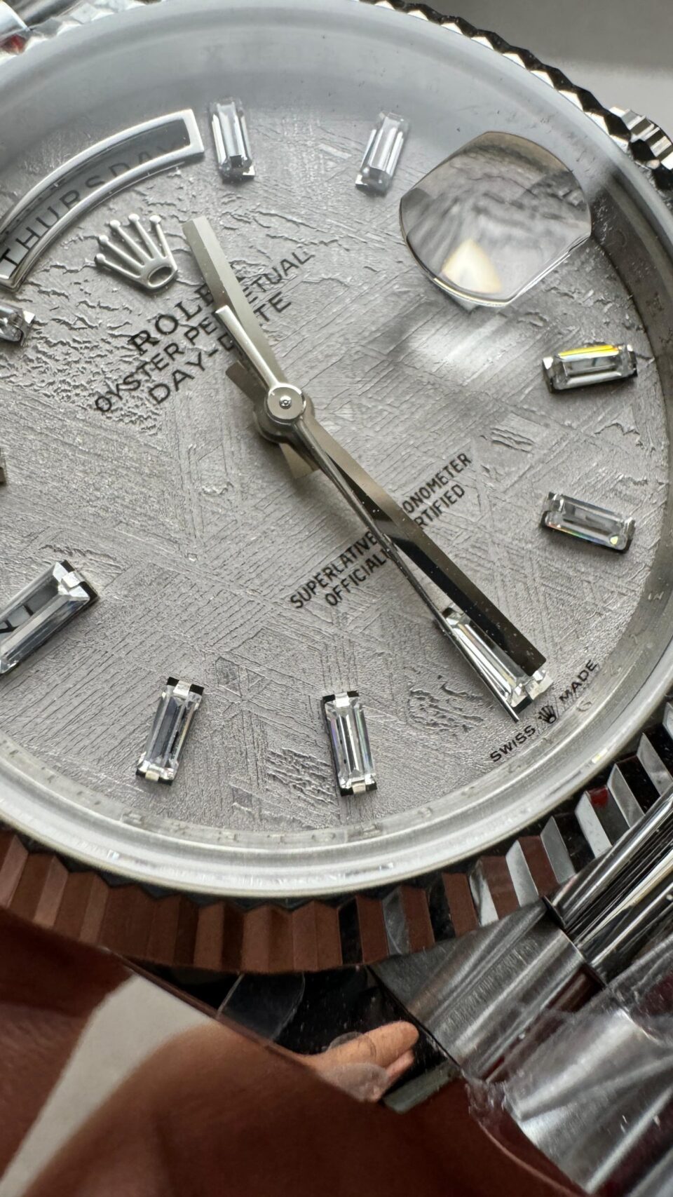 Day-Date 40mm 904L SS Meteorite Dial Diam on President Bracelet QF VR3255 - Image 5