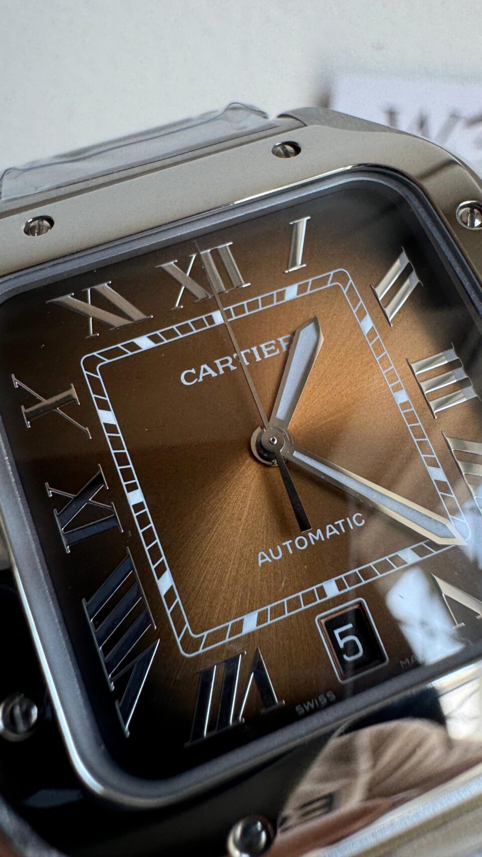 Santos de Cartier 40mm SS BVF 1:1 Best Edition Brown Dial on SS SmartLinks Bracelet MIYOTA 9015 - Image 4